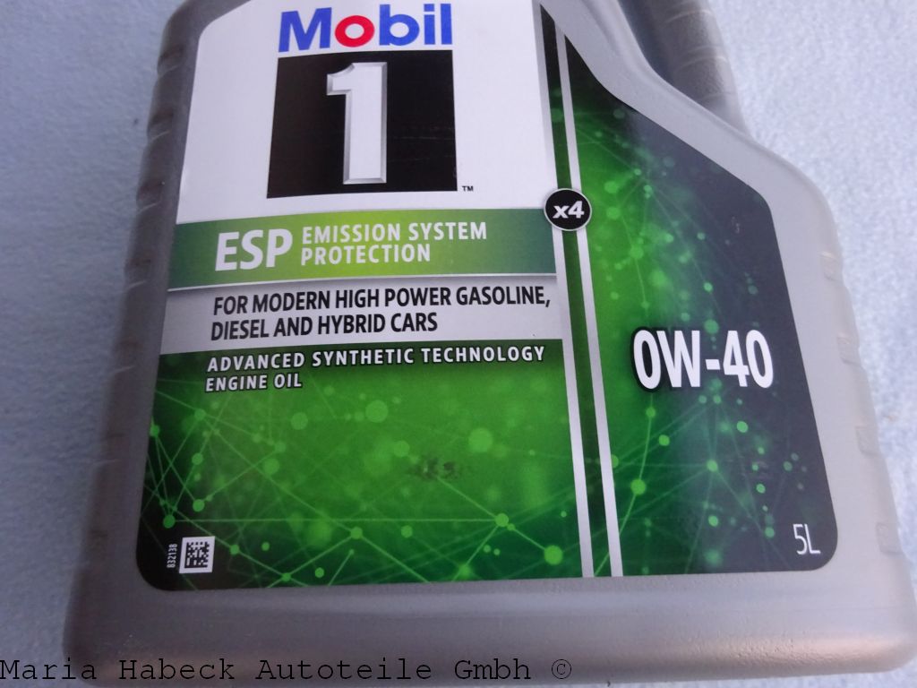 Mobil engine oil 1 ESP x 4 0W-40 5 litre container