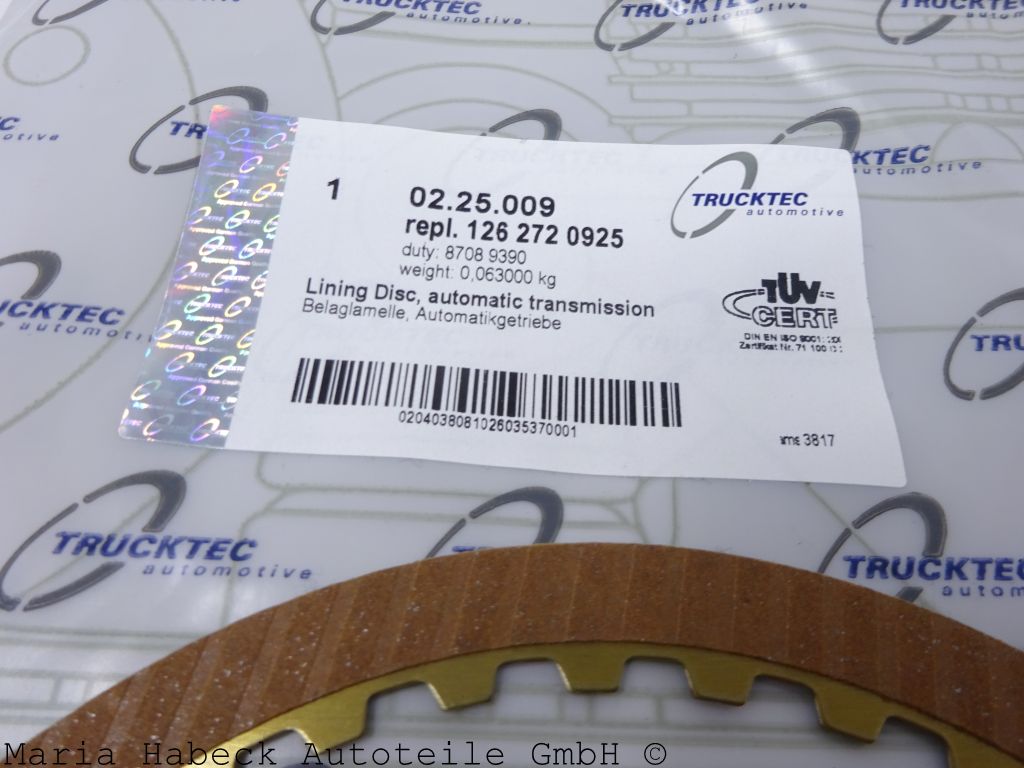 Trucktec  Belaglamelle  Automatikgetriebe Mercedes Benz  2,14 mm  1262720925