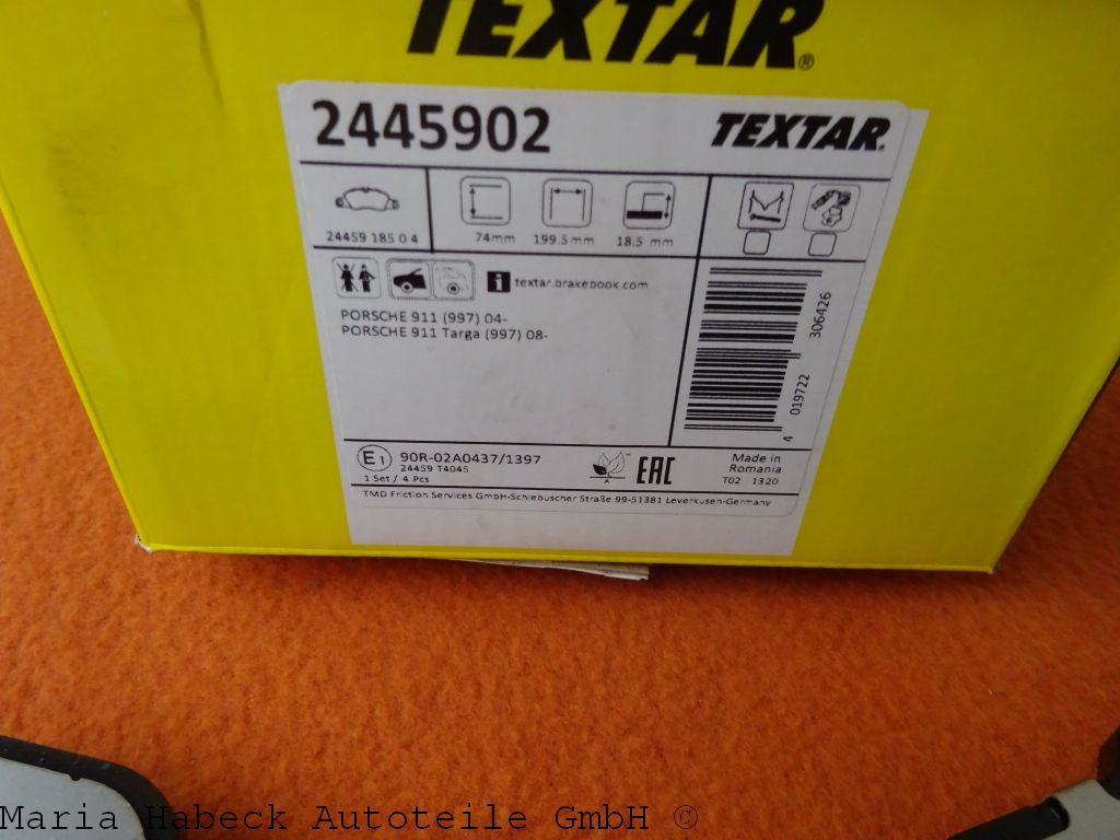 Textar Bremsbelag  VA 997   2445902  997 351 959 01 Textar Bremsbelag  VA 997   2445902  997 351 959 01