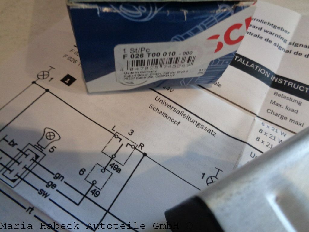 Warning light switch Bosch 6 volt F026T00010
