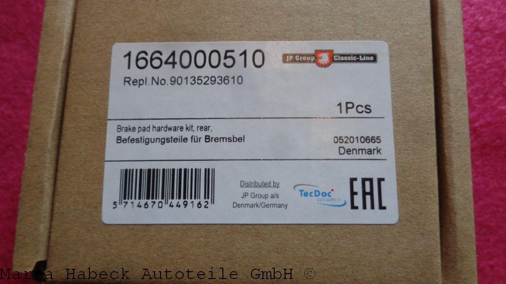 Brake pad hardware Kit, rear  356, 911, 912  90135293610