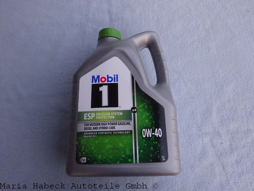 Mobil engine oil 1 ESP x 4 0W-40 5 litre container