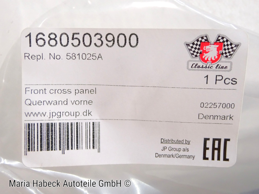 JP Schloßquerwand vorn  für Porsche 914 Bj. 69-71  581025A  91450203112