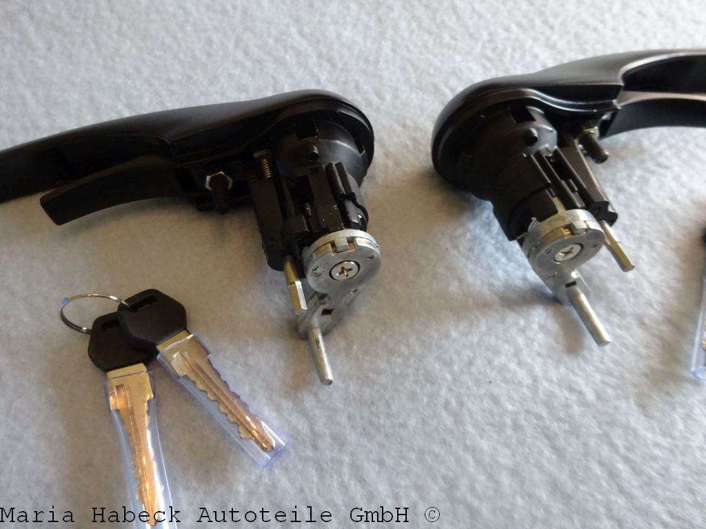 Door handle set with lock cylinder and keys, black, left/right  78-94 Door handle set with lock cylinder and keys, black, left/right  78-94