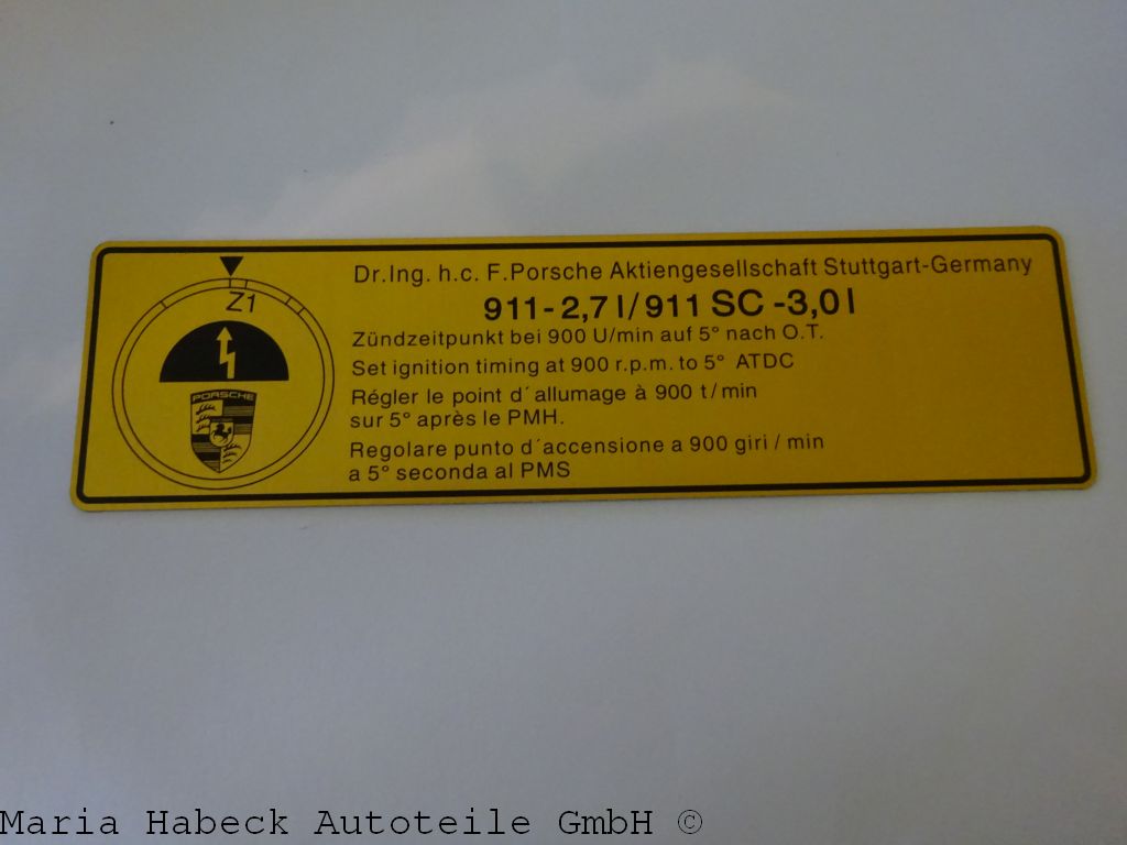 Sticker ignition point 911 2,7/3,0 Carrera