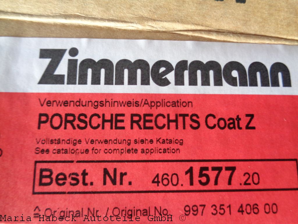 Zimmerm. Brake disc front right 997 1577.20
