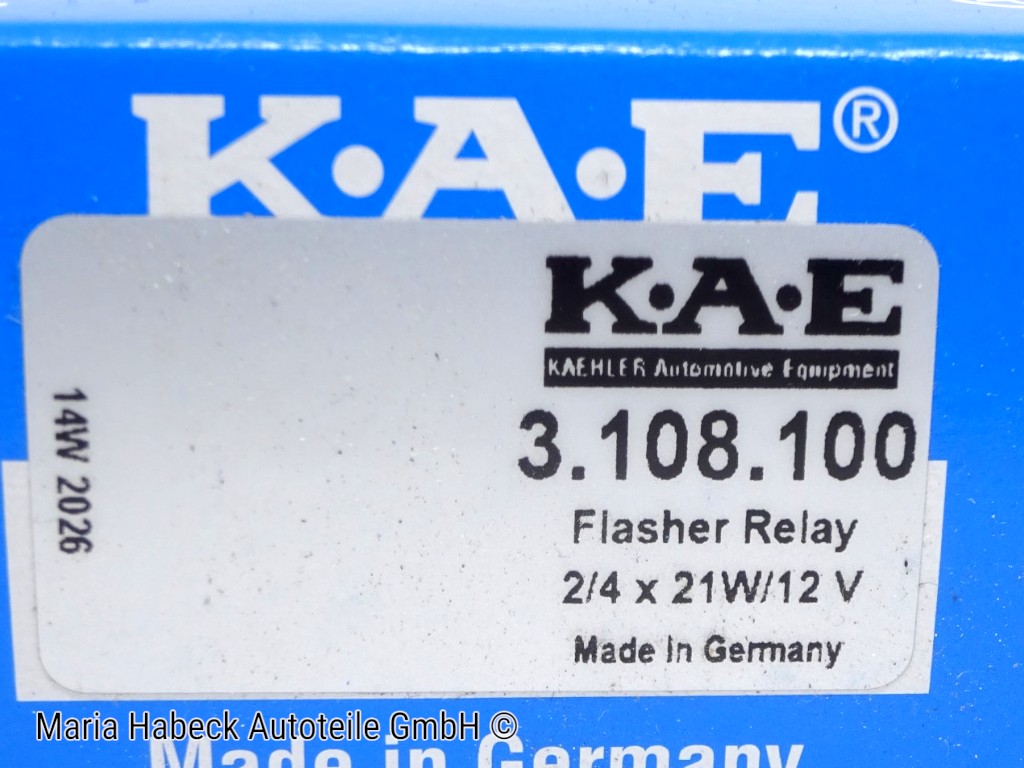KAE Turn Signal Relay 3-Pin  for Porsche 924 1976-88  3.108.100  1H0 953 227