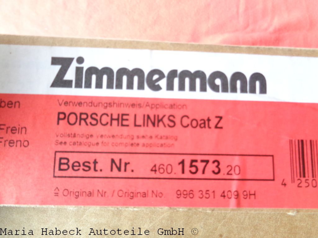 Zimmerm. Brake disc front left 996/997 1573 Zimmerm. Brake disc front left 996/997 1573
