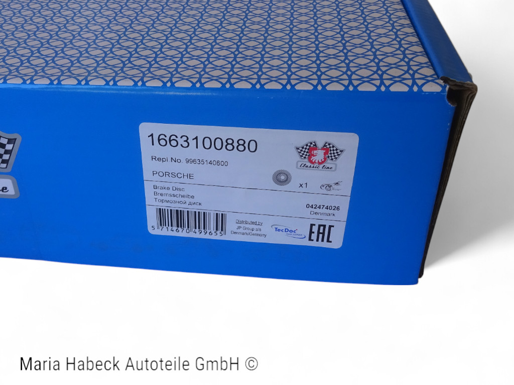 JP  Brake disk FA right for Porsche 996 / Boxster  1663100880  99635140600