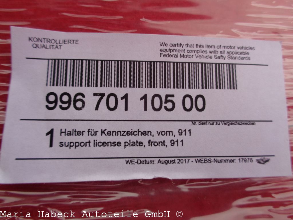 Noel Kennzeichenhalter vcorne   Porsche  996  Bj 1997-2005   99670110500