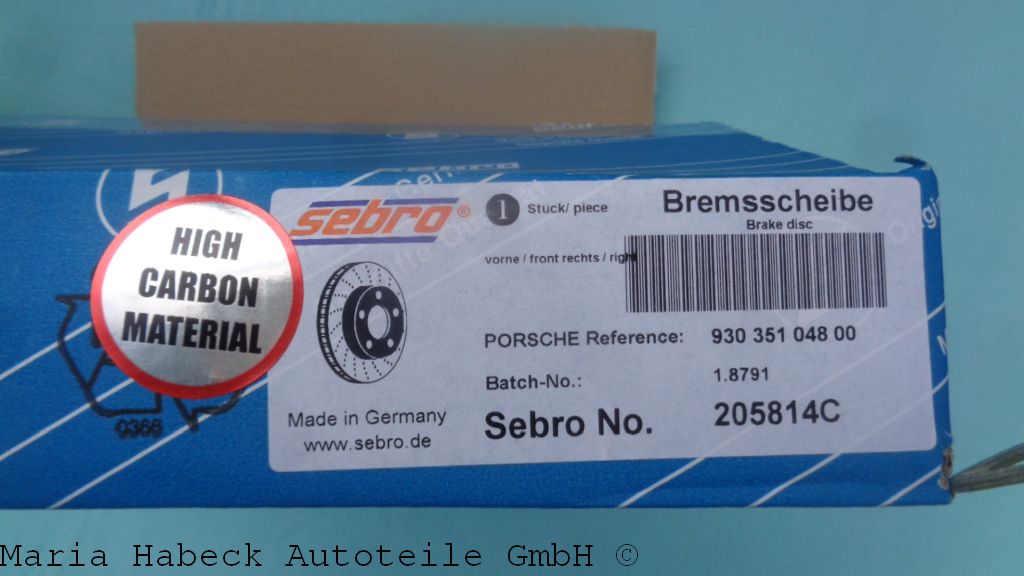 Sebro Bremsscheibe 3,3 Turbo VA R 78-80   205814C