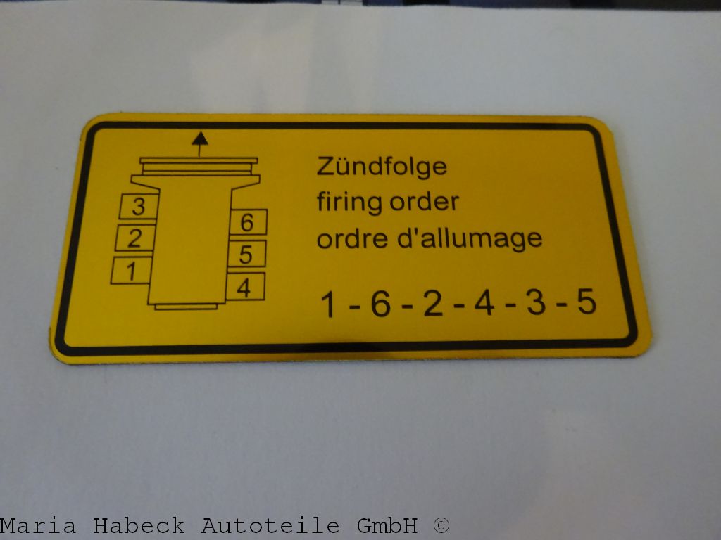 JP engine compartment sticker ignition sequence Porsche 911 year 65-78 901006502