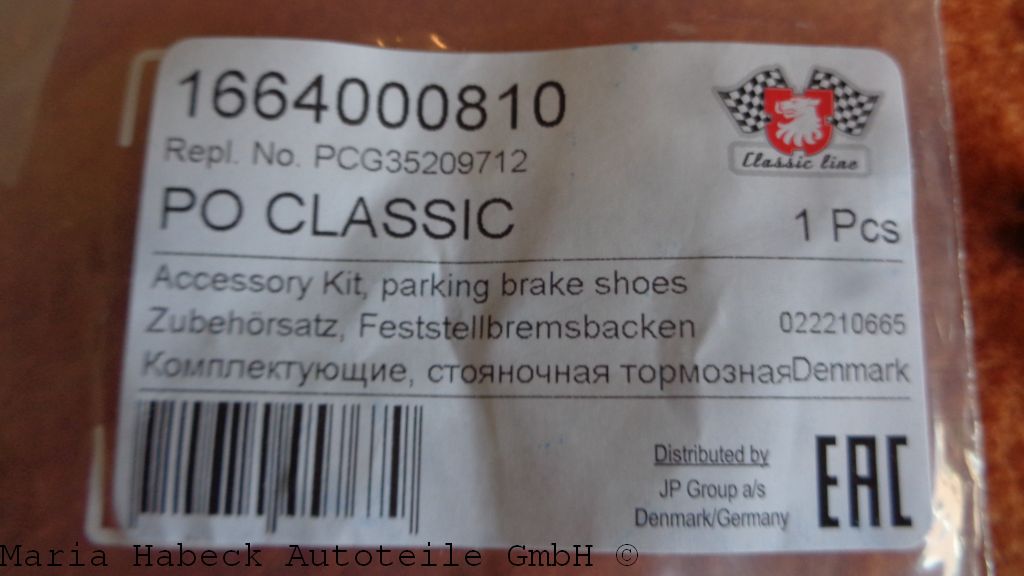 JP Parking brake shoe, accessory kit   911 year 65-89   PCG35209712
