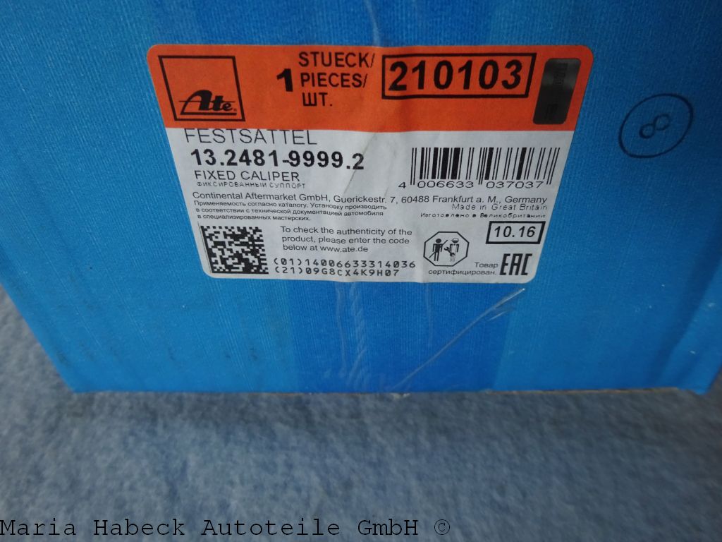 Brake caliper ATE front left 911 2.2-2.4  year 68-75   13.2481-9999.2 Brake caliper ATE front left 911 2.2-2.4  year 68-75   13.2481-9999.2
