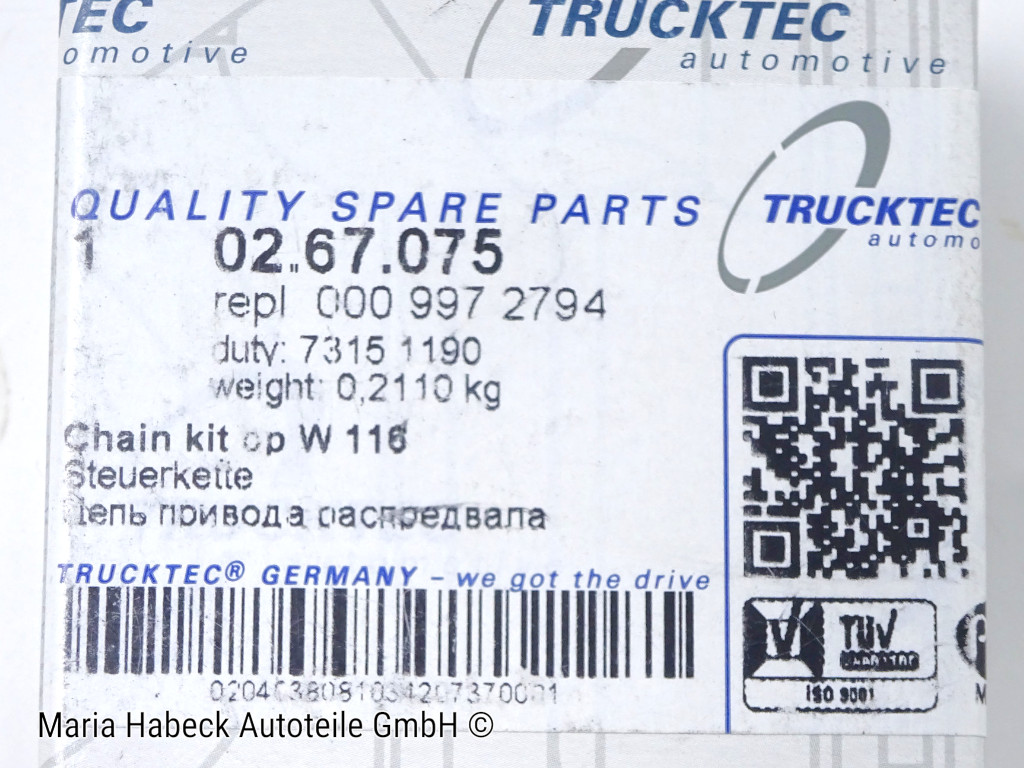 Trucktec Steuerkette für Mercedes M116 M117 Ölpumpen-Antrieb 0009972794