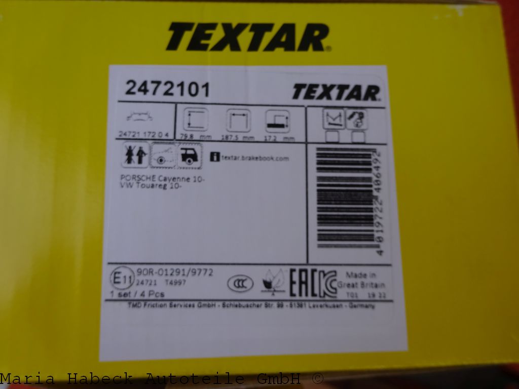 Textar brake pad HA  for Porsche Cayenne 955  2472101  95535293902 Textar brake pad HA  for Porsche Cayenne 955  2472101  95535293902