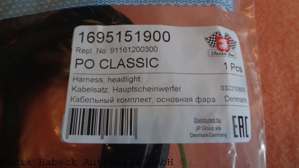 JP Front headlight wiring harness  911    911 612 003 00