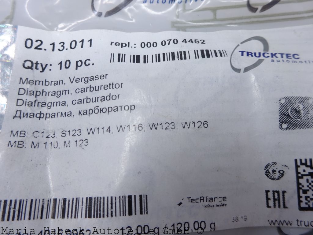 Trucktec Membrane  Vergaser Mercedes Benz  M110 Motor 02.13.011    0000704452