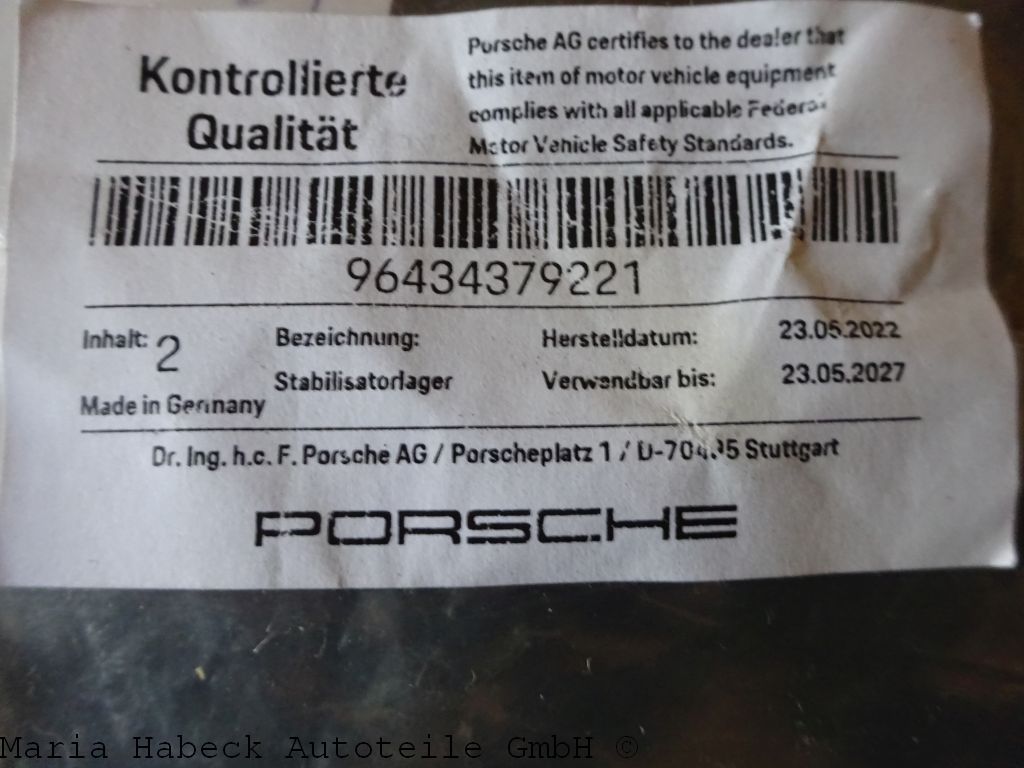 OE Stabigummi Vorderachse 21 mm  für Porsche 993 SC / 964  96434379221 OE Stabigummi Vorderachse 21 mm  für Porsche 993 SC / 964  96434379221