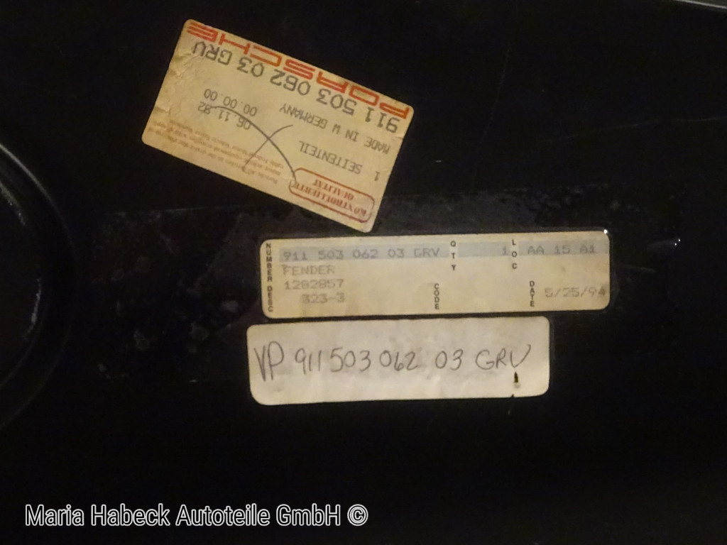 OE rear right side panel Porsche 911 Coupe year 69-73 91150306203GRV