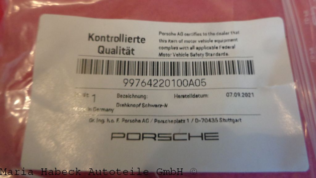 OE  Knob PCM radio black matt  for Porsche 987 / 997  99764220100A05 OE  Knob PCM radio black matt  for Porsche 987 / 997  99764220100A05
