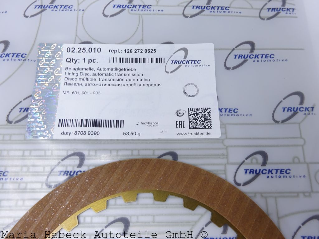 Trucktec Clutch Disc Automatic Transmission 2.14 mm  Mercedes-Benz  1262720625