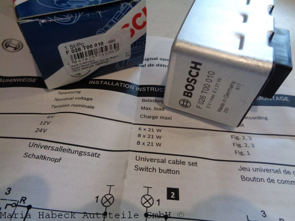 Warning light switch Bosch 6 volt F026T00010