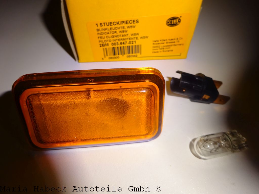 Hella side blinker light orange compl.  Porsche 911 / 924 / 944 / 964  4A0949101