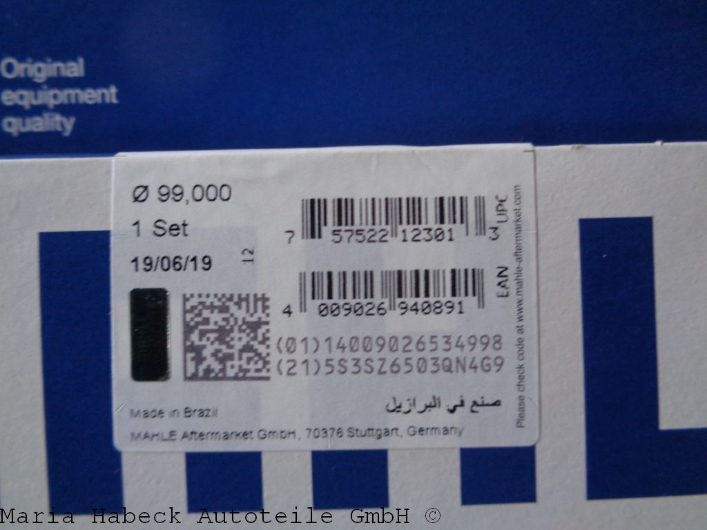 Mahle piston ring set SET 6 Porsche 997 1.2/1.5/2.0 503RS00000N0 99710305305 Mahle piston ring set SET 6 Porsche 997 1.2/1.5/2.0 503RS00000N0 99710305305
