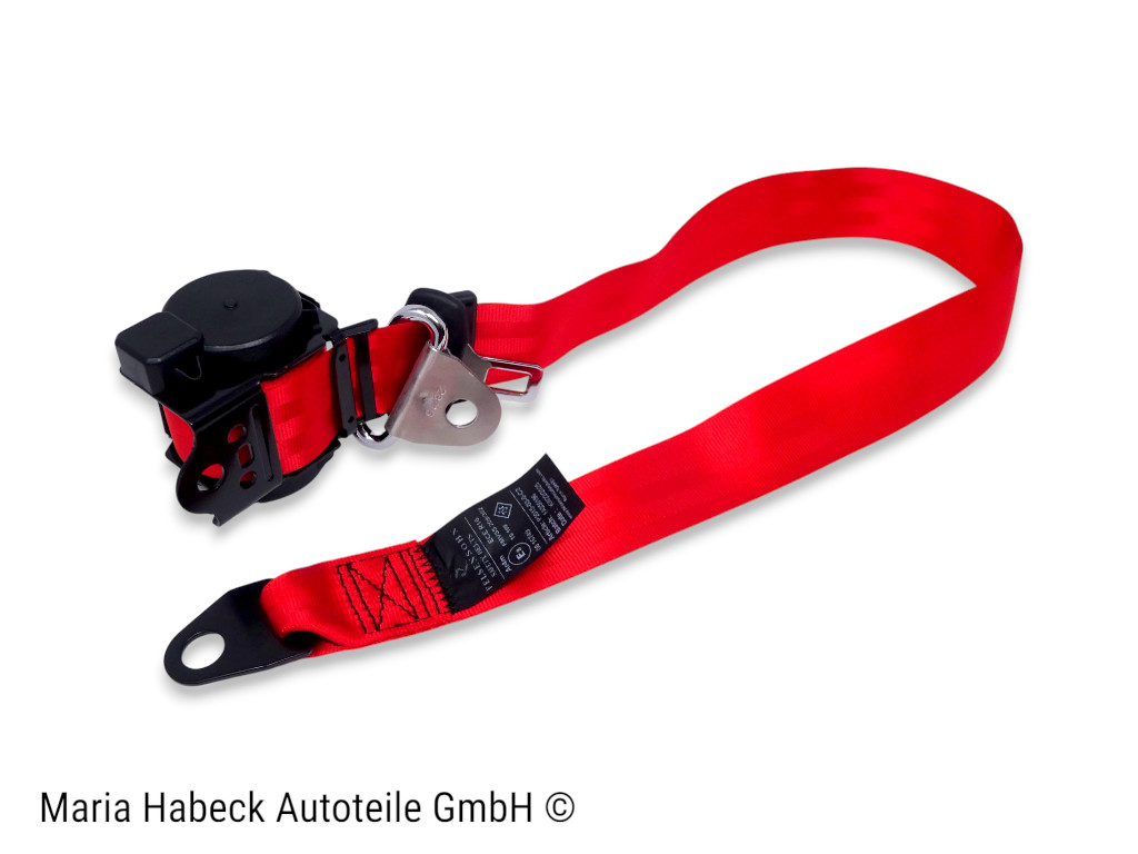 S-Trim 3-Punkt Sicherheitsgurt mit Befestigung Rot  für Porsche 911 Bj. 69-73