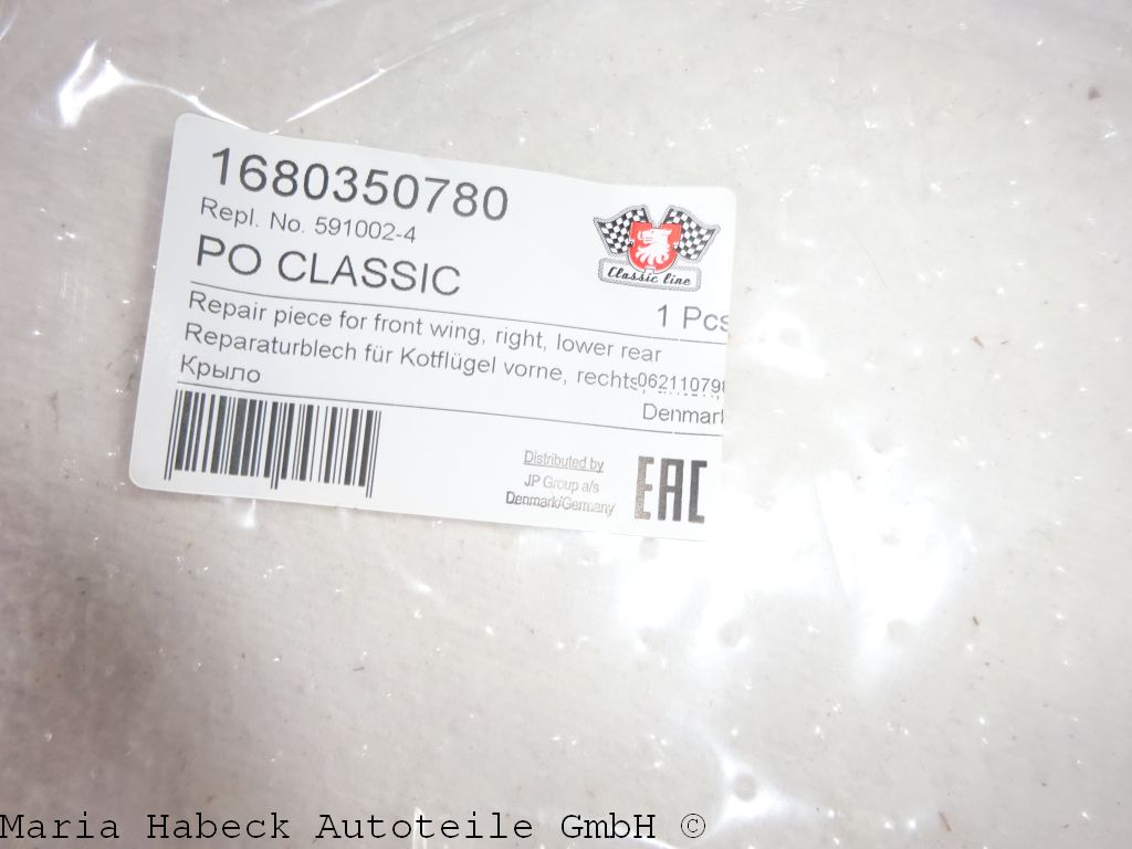 JP Rep Blech Kotflügel vorne  rechts unten   591002-4     90150303223