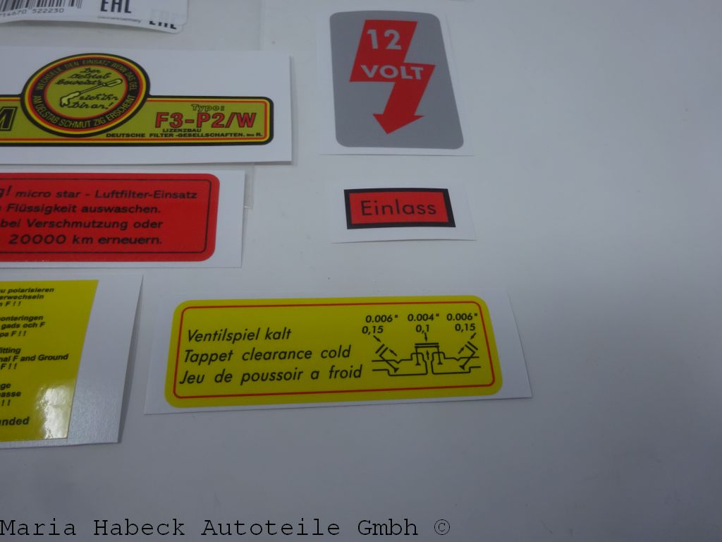 JP Aufklebersatz Motorraum Filter 11 Tlg für Porsche 356 A Bj 55-61  64470100101