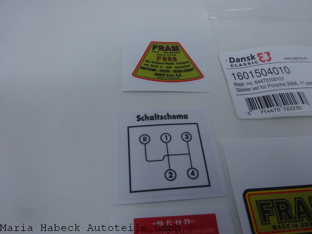 JP Aufklebersatz Motorraum Filter 11 Tlg für Porsche 356 A Bj 55-61  64470100101