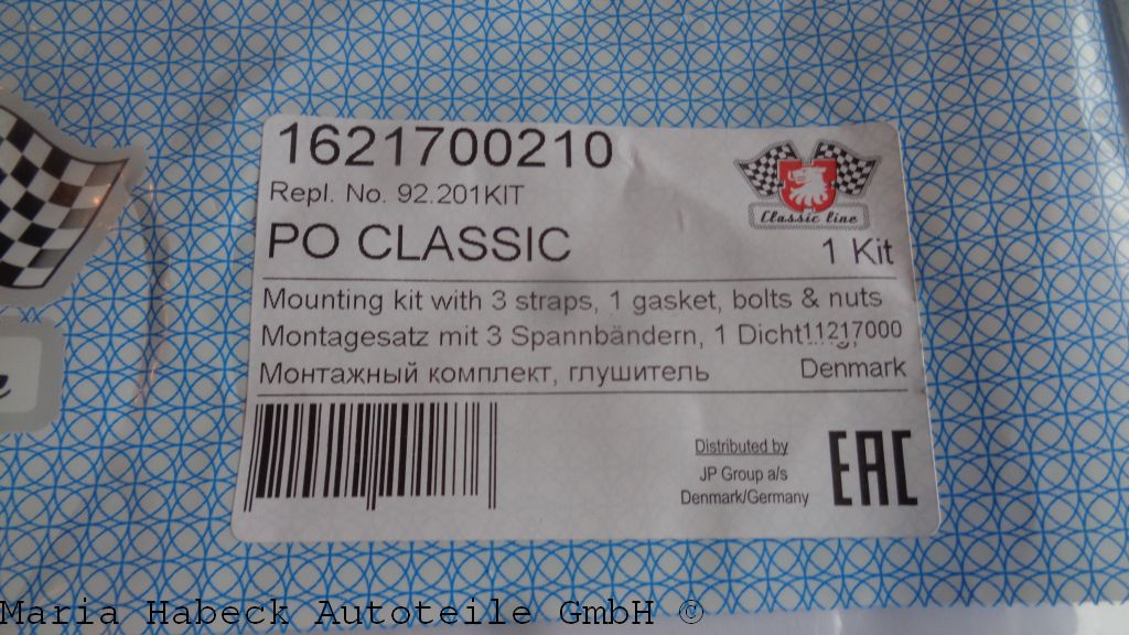 JP Edelstahl Spannband Set 3 mit Dichtung Endschallddämpfer  2,7-3,2   92.201KIT