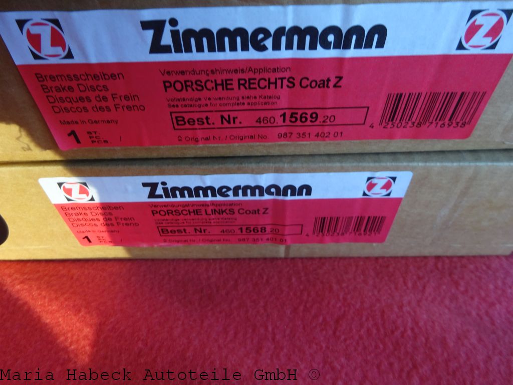 Zimmermann Brake Discs SET Porsche 987 Boxster Cayman 460.1568.20 460.1569.20 Zimmermann Brake Discs SET Porsche 987 Boxster Cayman 460.1568.20 460.1569.20