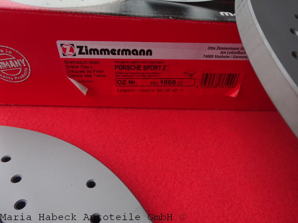 Zimmerm. Bremsscheiben SET Sport Porsche 911 / 912 VA Voll gelocht  460.1005 52