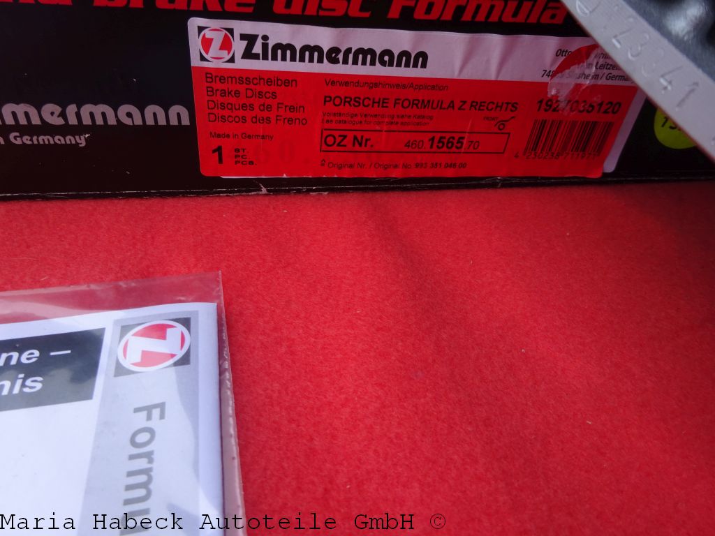 Zimmermann Bremsscheibe 993 Turbo / GT2 rechts VA Formula Z 460.1565.70 Zimmermann Bremsscheibe 993 Turbo / GT2 rechts VA Formula Z 460.1565.70