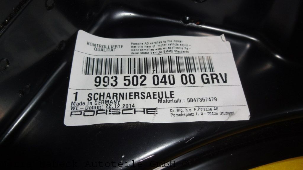 OE Hinge pillar / door pillar right for Porsche 933 yr. 94-98  99350204000GRV OE Hinge pillar / door pillar right for Porsche 933 yr. 94-98  99350204000GRV