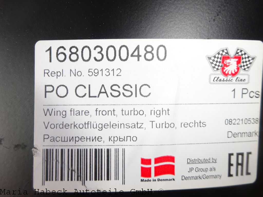 JP Turbo Kotflügel Verbreiterung vorne rechts  Porsche  911  591312  93050330800