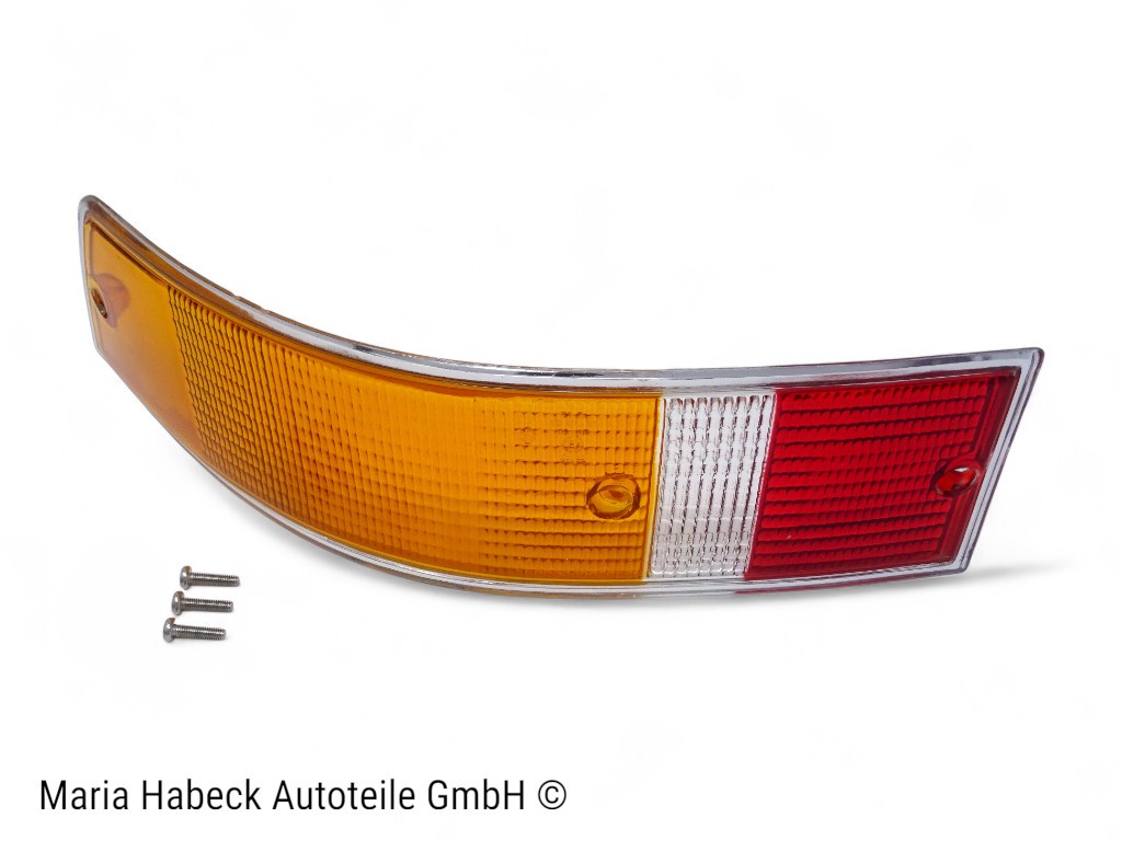 Blinker glass rear left EU chrome w/ screws  Porsche 911 yr 69-89  91163194900