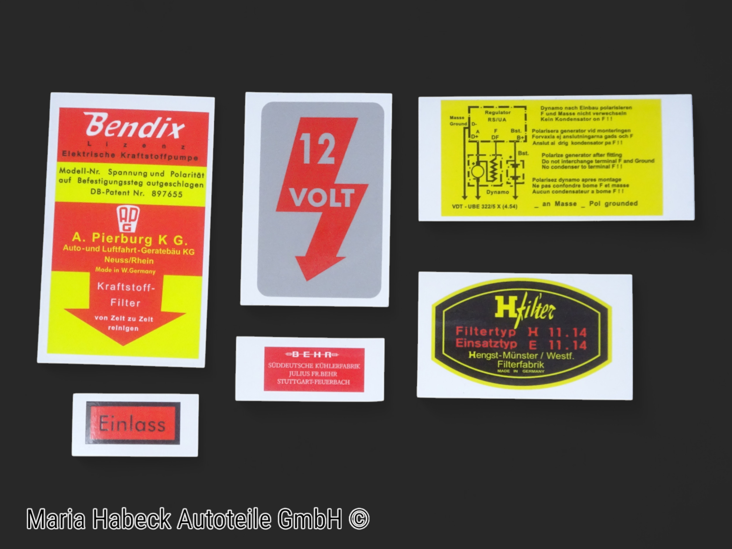 JP Aufklebersatz Motorraum Filter 11 Tlg für Porsche 356 A Bj 55-61  64470100101