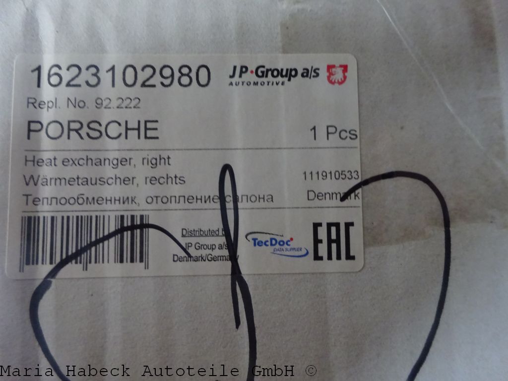 JP Wärmetauscher Porsche 356 rechts 92.222 61621100401 JP Wärmetauscher Porsche 356 rechts 92.222 61621100401