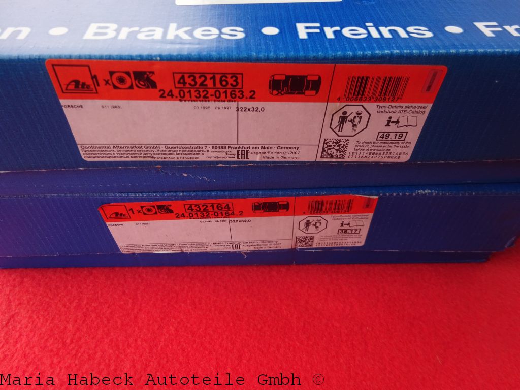 ATE brake disks FA set left/right  Porsche 993 Turbo, GT2  24.0132-0163.2 0164.2