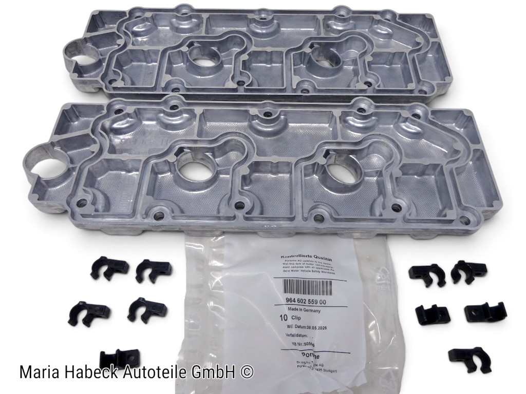 TMP Ventildeckel Alu unten incl. Clips SET 2x  Porsche 964 Bj 89-94  96410511603