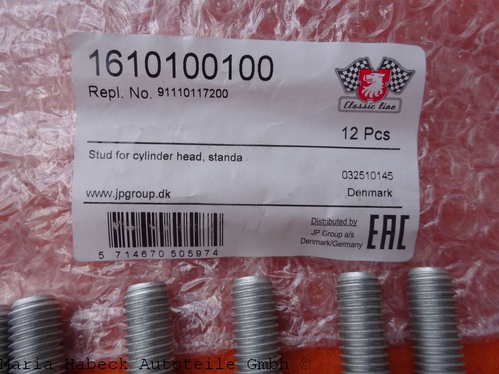 JP  Stud bolt / steel bolt  Set 12 pcs.  Porsche 911 / 964 / 993  91110117200