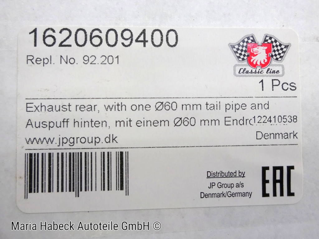 JP Rear silencer gray with TÜV  for Porsche 911 1974-89  93011104300