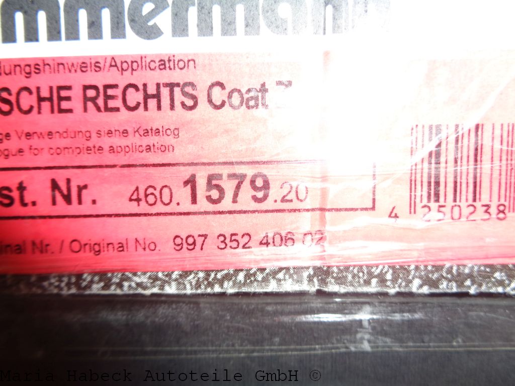 Zimmerm. Brake disc rear right 997 1579 Zimmerm. Brake disc rear right 997 1579
