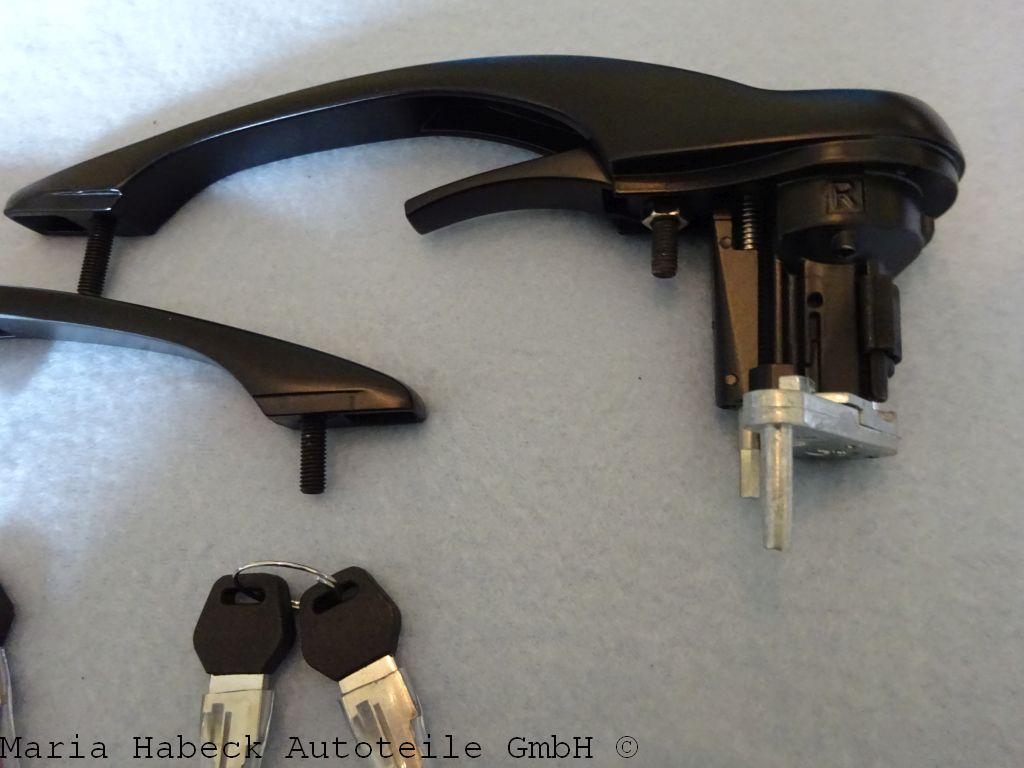 Door handle set with lock cylinder and keys, black, left/right  78-94