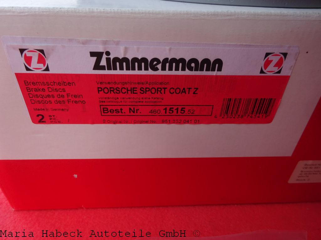 Zimmermann Brake Discs SET 928 944 Turbo 85-86 460.1515 52 95135204103