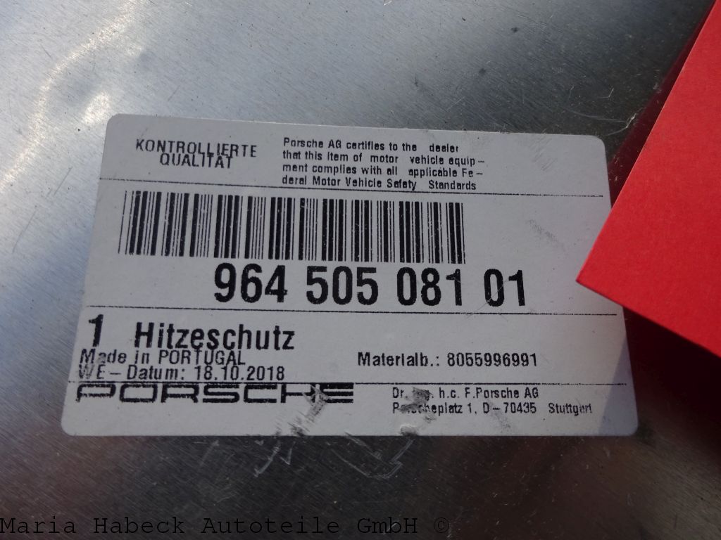 OE  Heat protection for rear left bumper corner  for Porsche 964  96450508101 OE  Heat protection for rear left bumper corner  for Porsche 964  96450508101